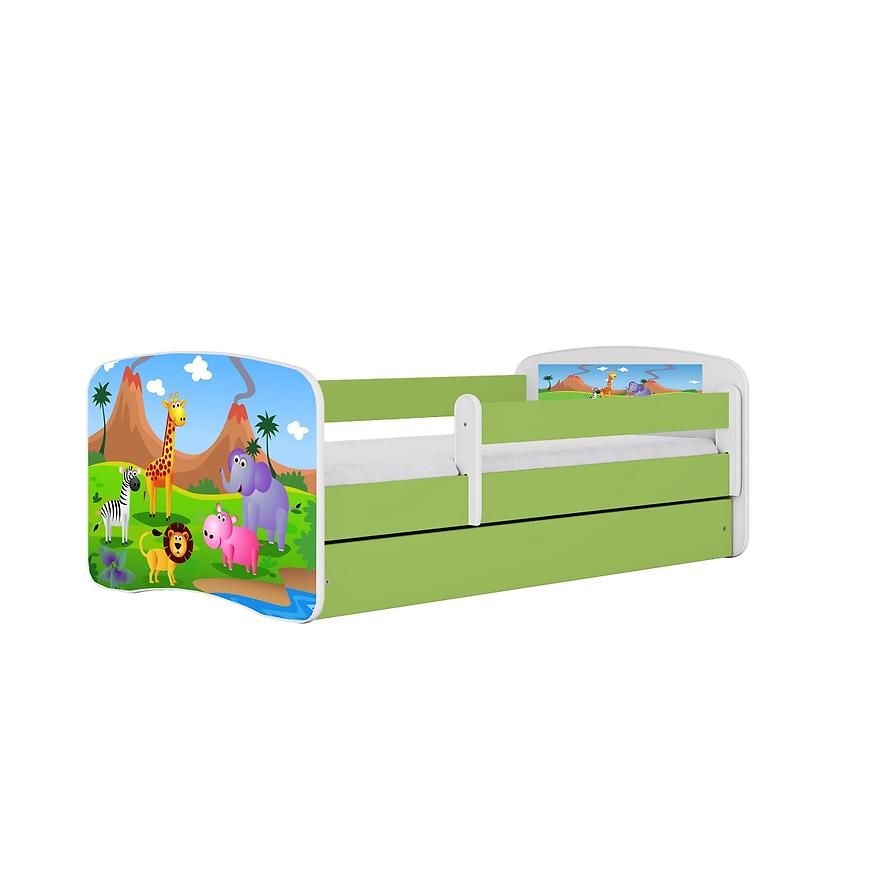 Łóżko dziecięce z materacem i szufladą Babydreams Zielone 80x180 Safari