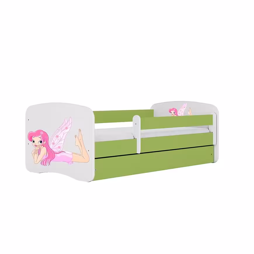 Łóżko dziecięce z materacem i szufladą Babydreams Zielone 80x180 Wróżka 2