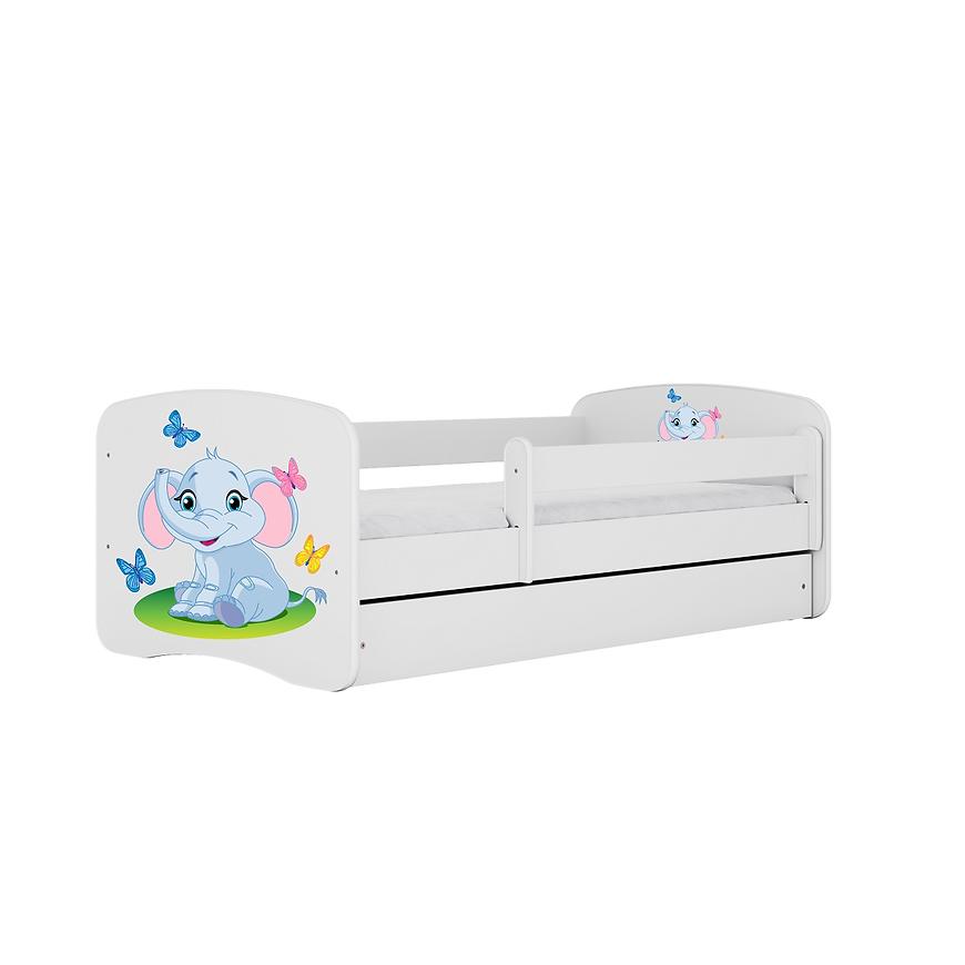 Łóżko dziecięce z materacem i szufladą Babydreams Biały 70x140 Słonik