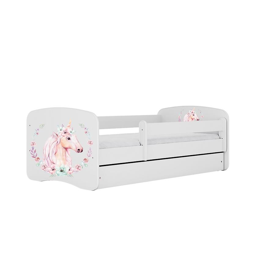 Łóżko dziecięce z materacem i szufladą Babydreams Biały 80x160 Konik