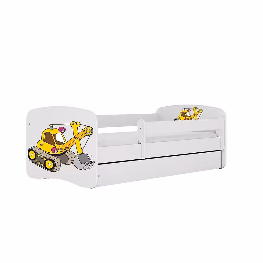 Łóżko dziecięce z materacem i szufladą Babydreams Biały 80x160 Koparka
