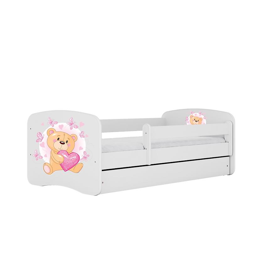 Łóżko dziecięce z materacem i szufladą Babydreams Biały 80x160 Miś Motyl
