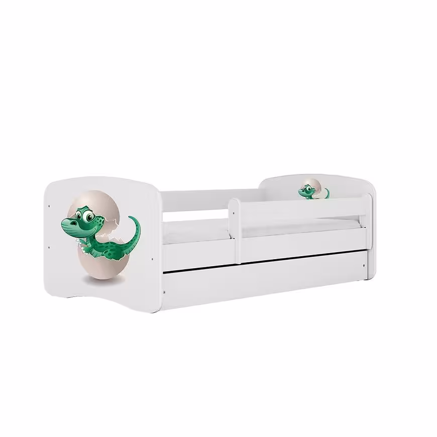Łóżko dziecięce z materacem i szufladą Babydreams Biały 80x180 Dino