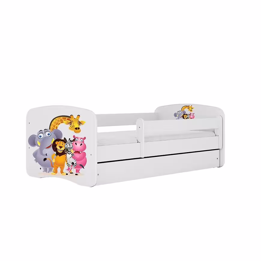 Łóżko dziecięce z materacem i szufladą Babydreams Biały 80x180 Zoo