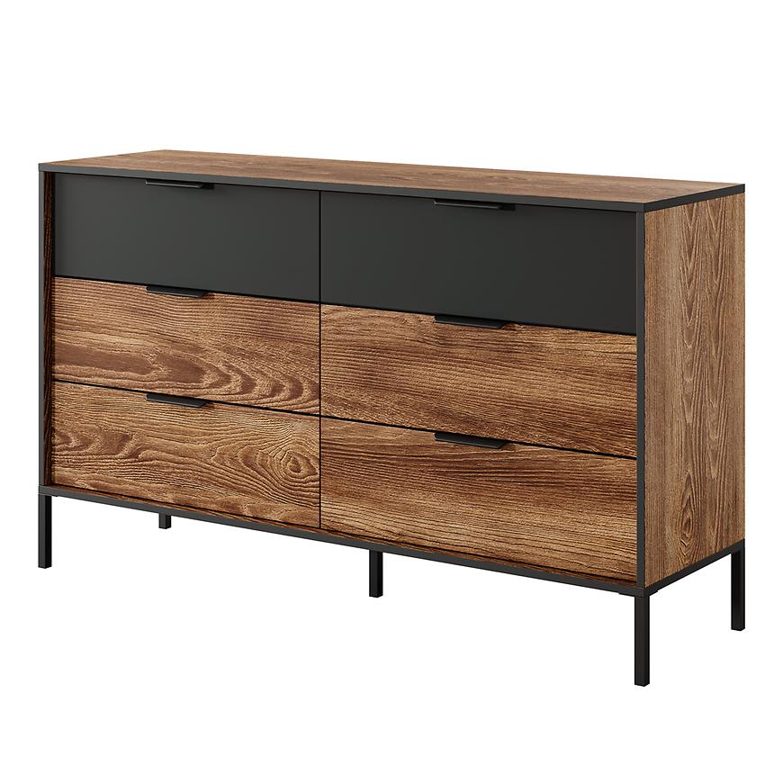Komoda MILTON 138 6S kasztan/antracyt