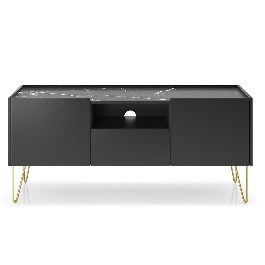 Szafka RTV Harmony 144 czarny grafit/marmur black