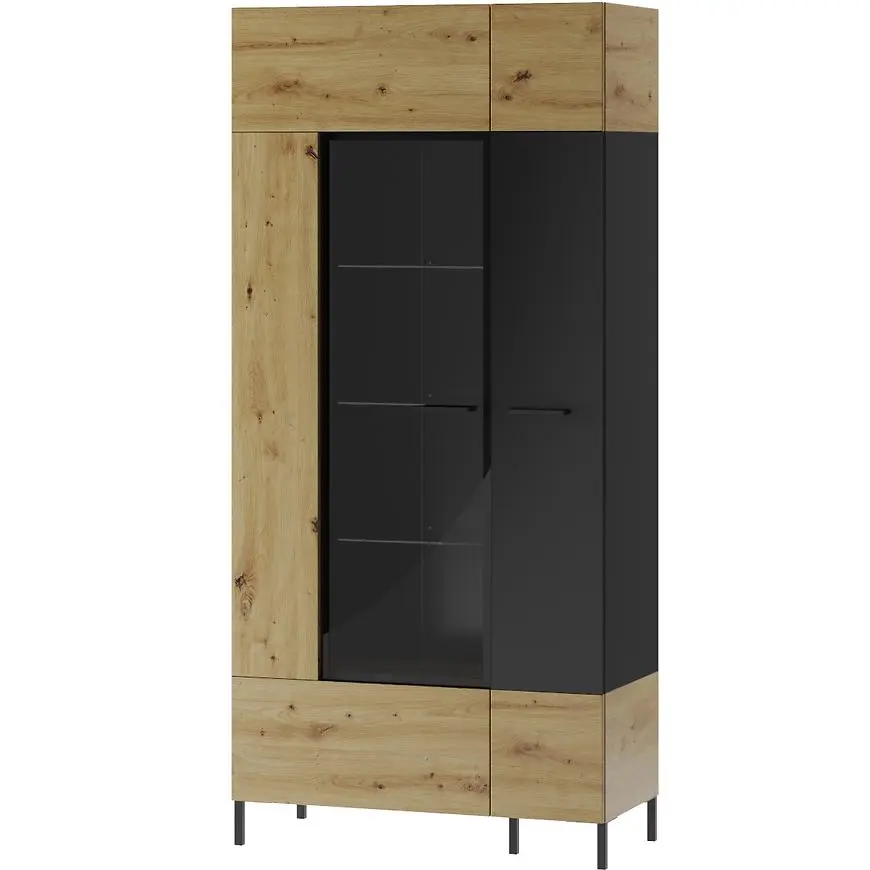 Witryna 2D Lucas 12 Dąb Artisan/Czarny Mat