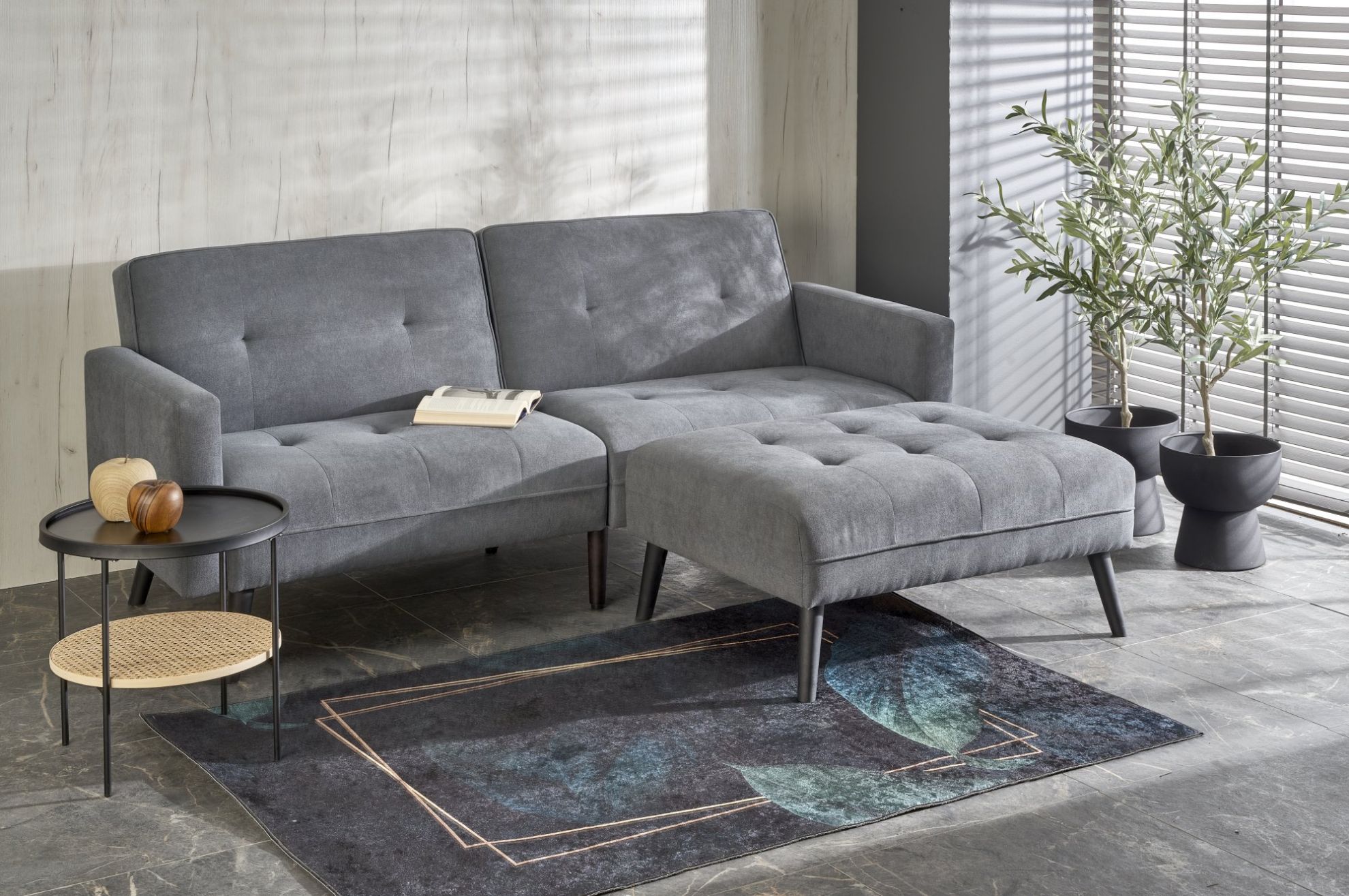 Sofa rozkładana z funcją narożnika Tutti popielaty