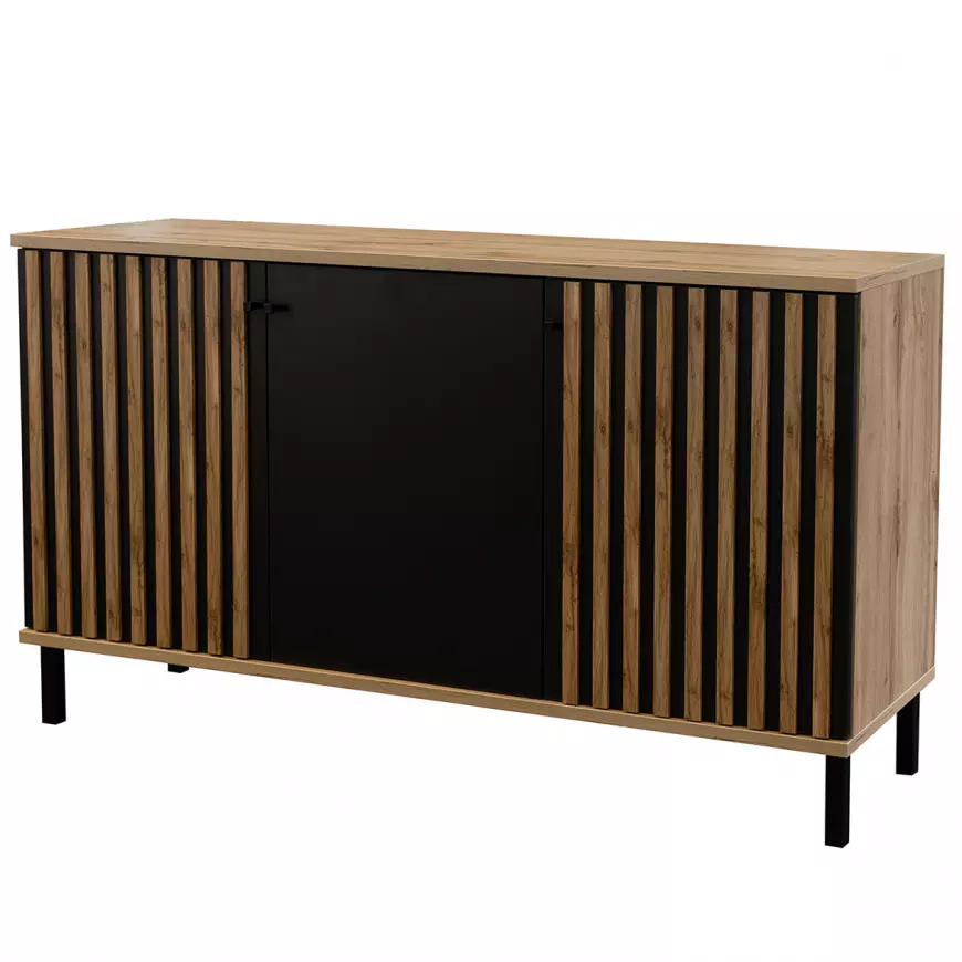 Komoda London D3 dąb wotan/czarny