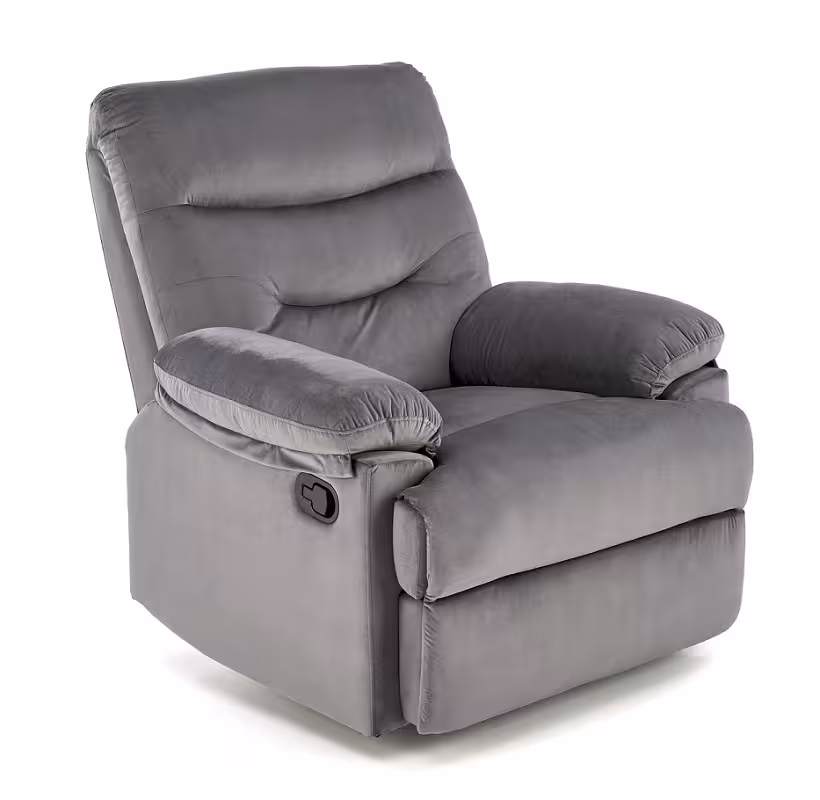 Fotel z funkcją relaks Parker Velvet popielaty