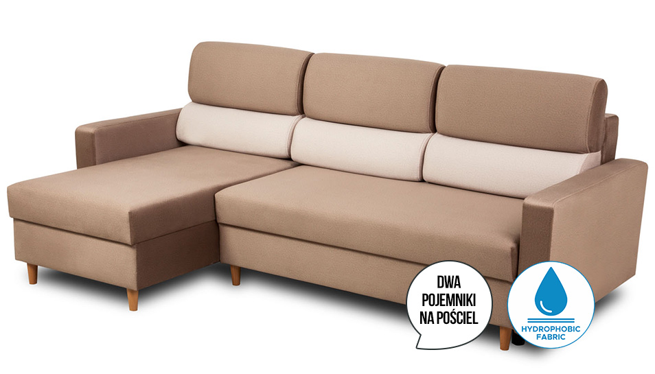 Narożnik z funkcją spania Onyx ciemny beż
