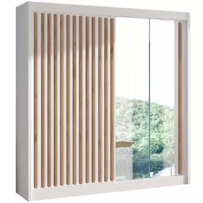 Szafa Ladder 203 biały/lamele dąb craft