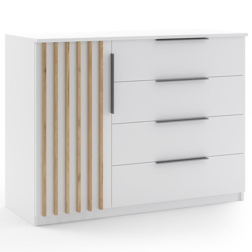 Komoda Sorento 120x89x48 biały/lamela złoty craft