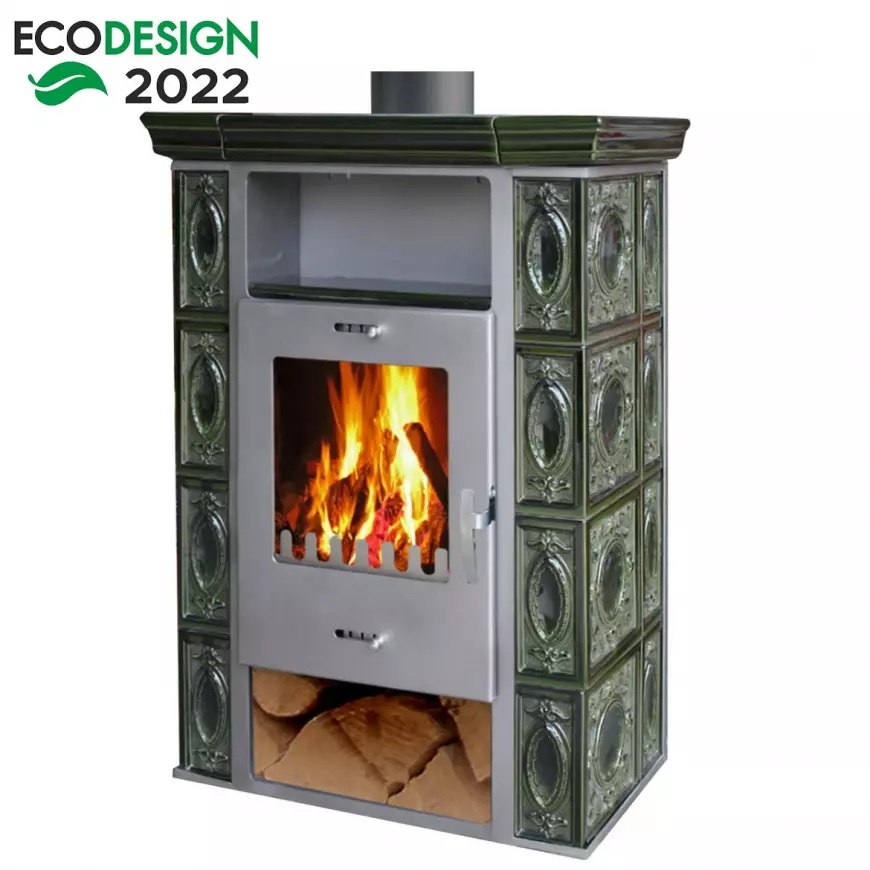 Piec stalowo-kaflowy Weimar II olive-green 7 kw