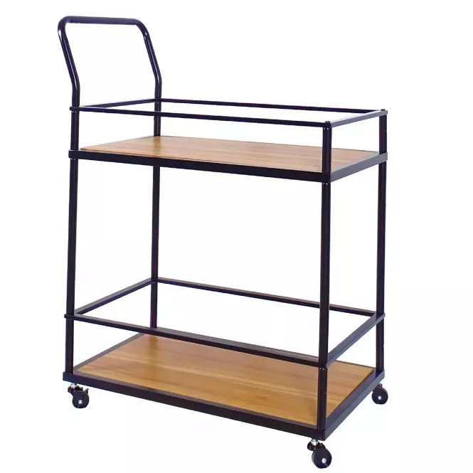 Wózek kuchenny PD230206 dąb ciemny/czarny