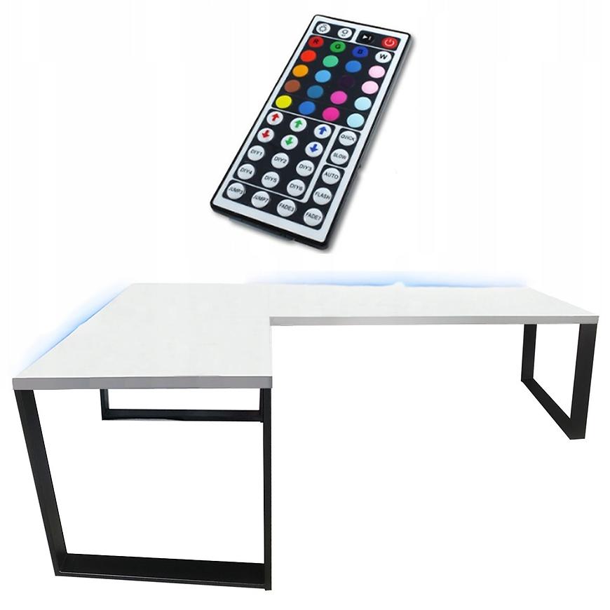 Biurko Gamingowe Narożne Loft Low Białe 202x136x2.8 Model 1