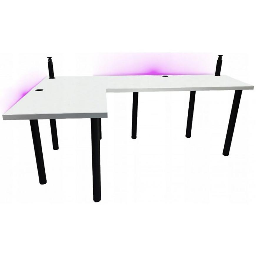 Biurko Gamingowe Narożne  Low Białe 240x160x3.6 Model 3