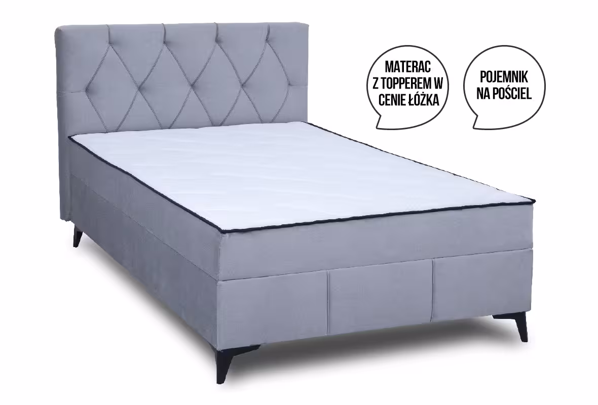 Łóżko kontynentalne Mossa 120x200 popiel