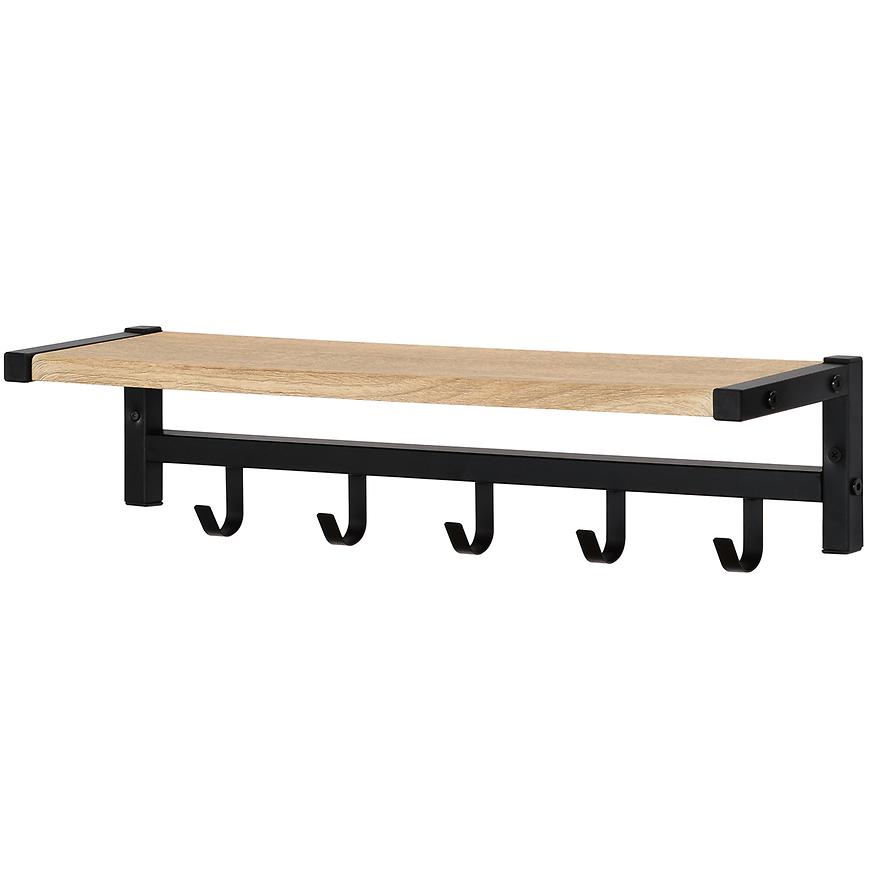 Wieszak Ścienny Z Półką I Haczykami Gc6195 Czarny/Sonom