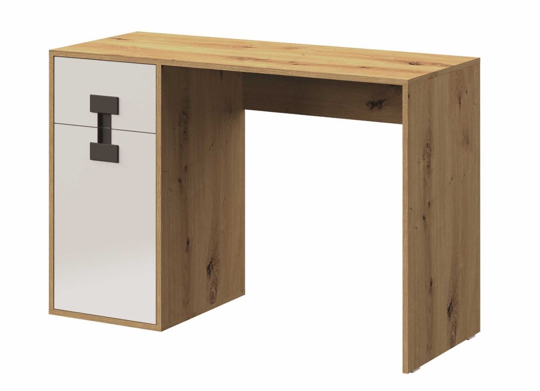 Biurko 120 z szufladą Index 10 dąb artisan/biały połysk