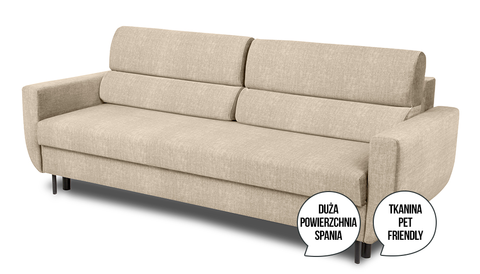 Sofa rozkładana z pojemnikiem Canto beż