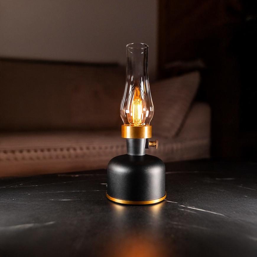 Lampa stołowa naftowa OLIA USB IP44 black