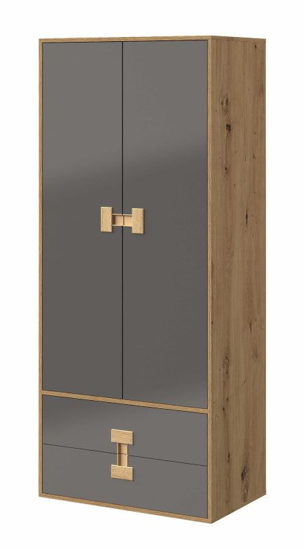 Szafa dwudrzwiowa z szufladami Index 01 dąb artisan/szary połysk