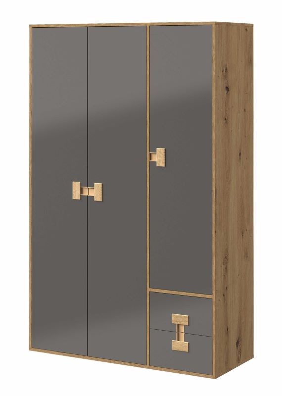 Szafa trzydrzwiowa Index 04 dąb artisan/szary połysk