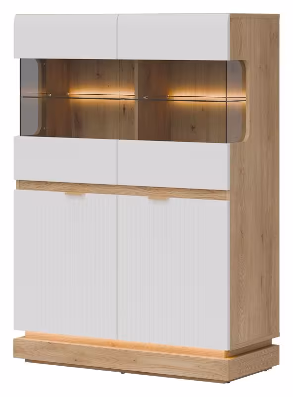 Witryna niska Milton ML04 dąb cremona torro/biały
