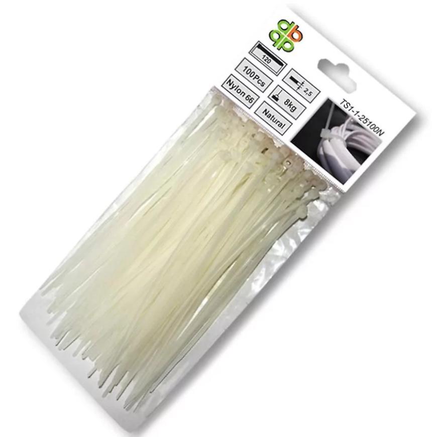Taśma kablowa 4,8x250mm neutral 100szt TS1148250N