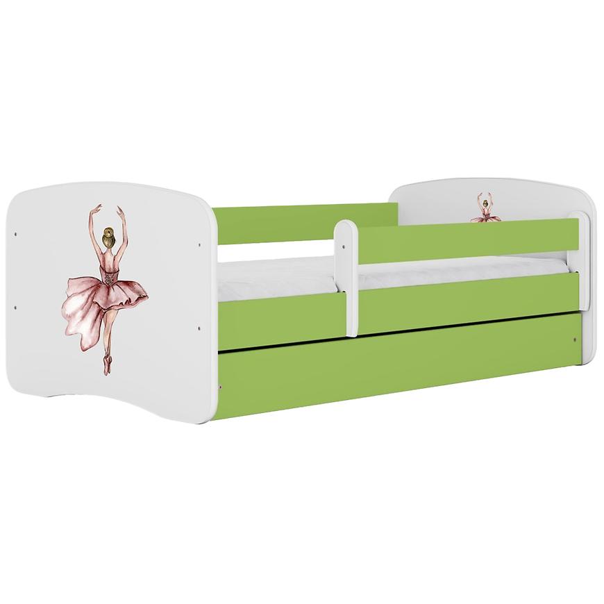 Łóżko dziecięce Babydreams+SZ+M zielony 80x180 baletnica