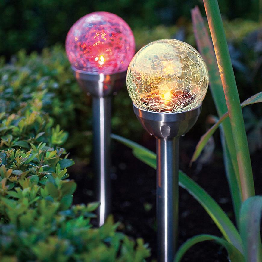 Lampa solarna KULKA RGB 8CM CRACK EKO0614