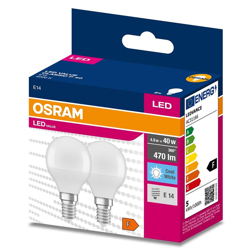 Żarówka LED Osram E14 P45 4,9W 4000K 2szt