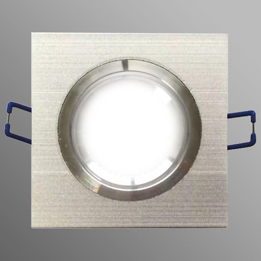 Lampa LED oczko srebrny szczotkowany kwadrat