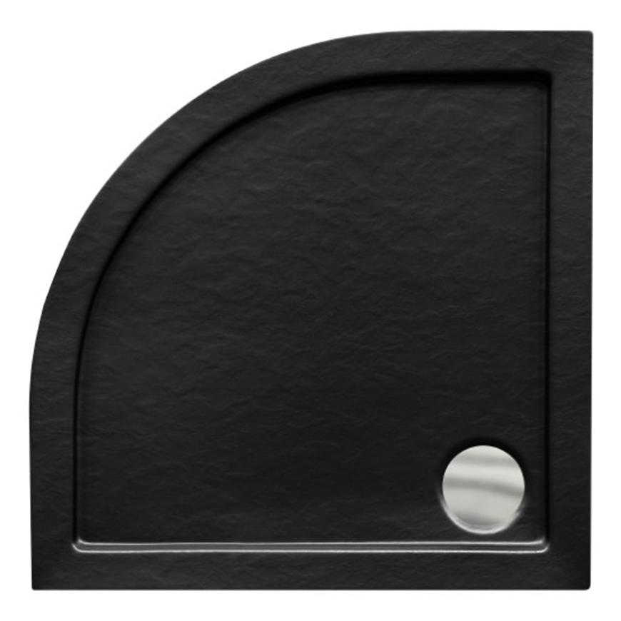 Brodzik półokrągły Aron 90/90 stone effect czarny