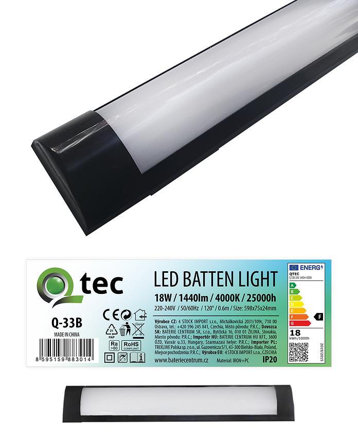 Oprawa Batten Led Czarna 18W Q-33b