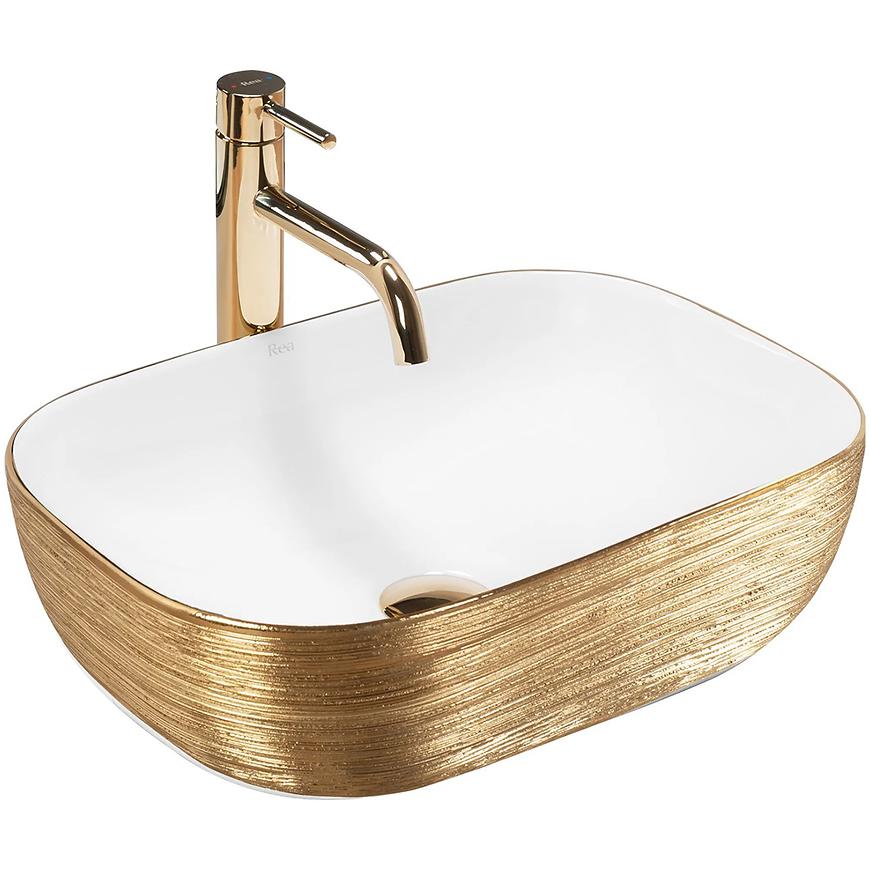 Umywalka nablatowa Belinda Gold Brush/White Rea-U7422