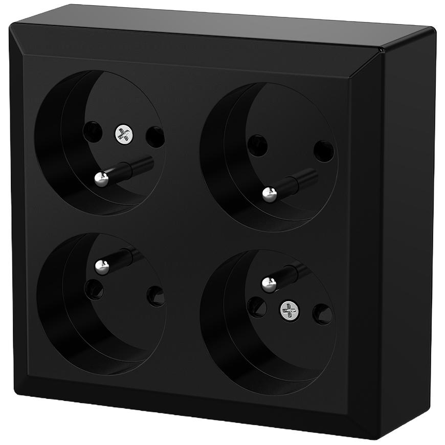 Gniazdo poczwórne Z/U GAO black 20467