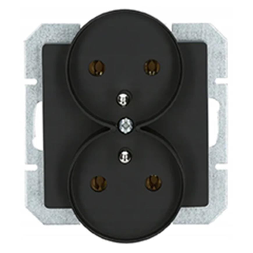 Gniazdo podwójne 2x2p+z do ramki MEDIUM black 33507