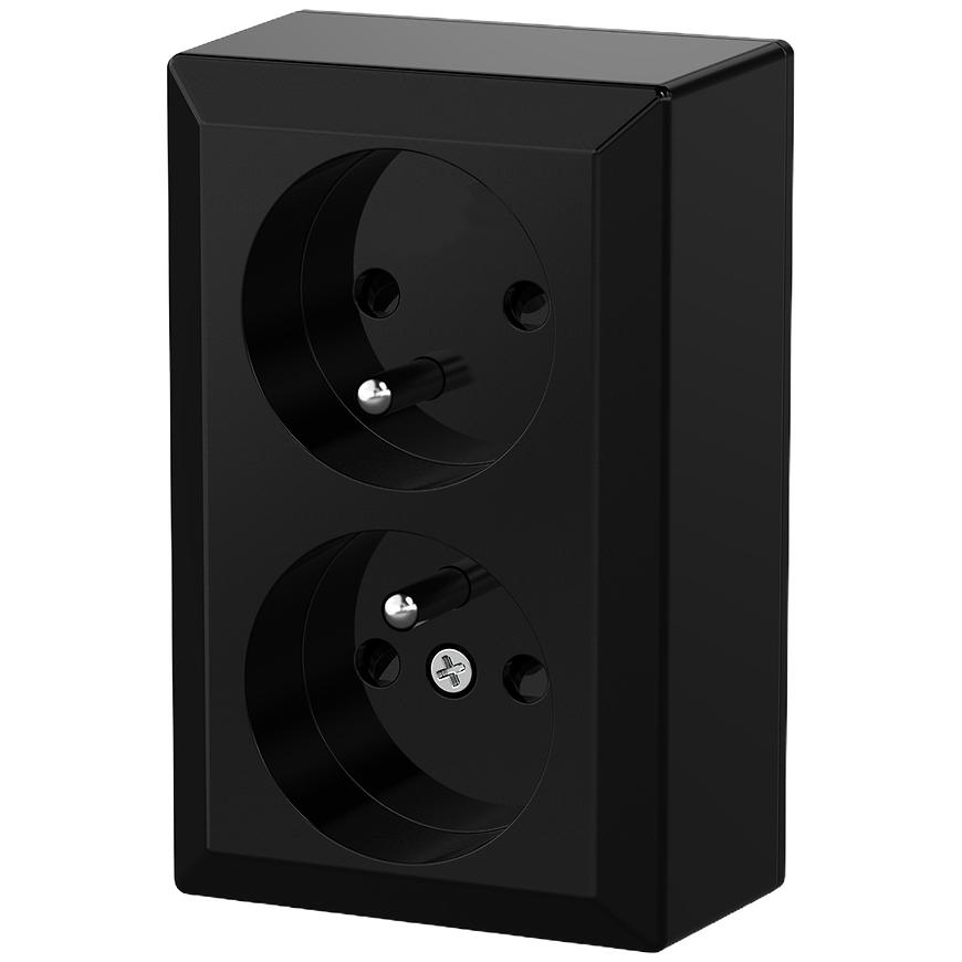 Gniazdo podwójne Z/U GAO black 20466