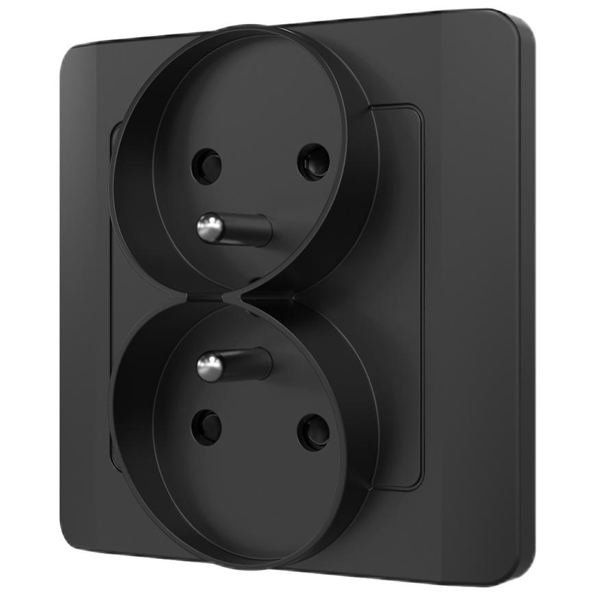 Gniazdo podwójne Z/U SILVA black 46221