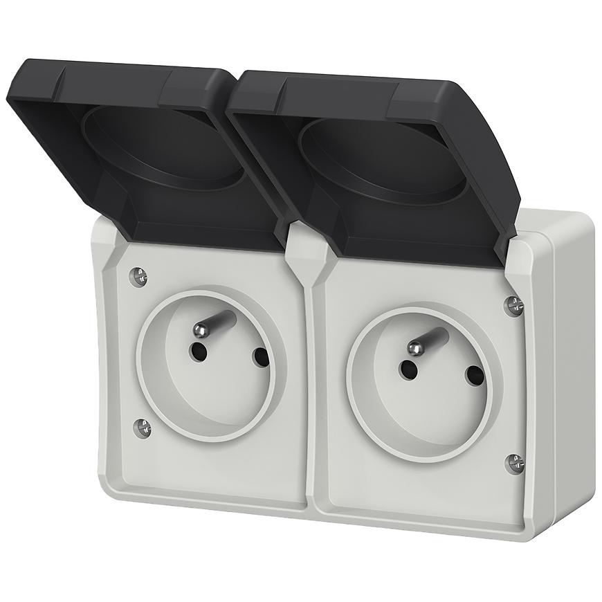 Gniazdo podwójne AQUA PLUS IP44 grey 40115