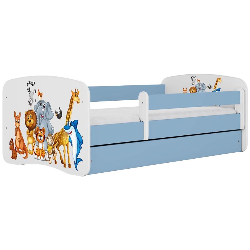 Łóżko dziecięce Babydreams+SZ+M niebieski 80x180 zwierzęta