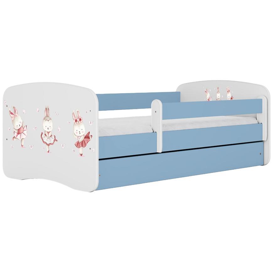 Łóżko dziecięce Babydreams+SZ+M niebieski 70x140 tańczące króliczki