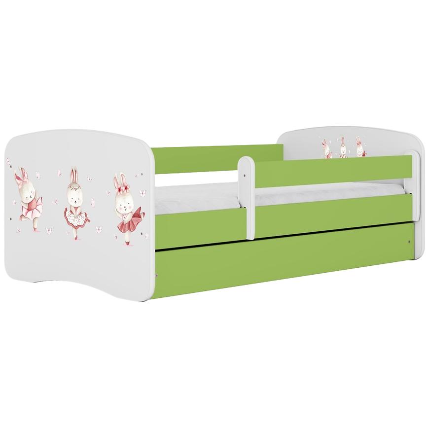 Łóżko dziecięce Babydreams+SZ+M zielony 80x160 tańczące króliczki