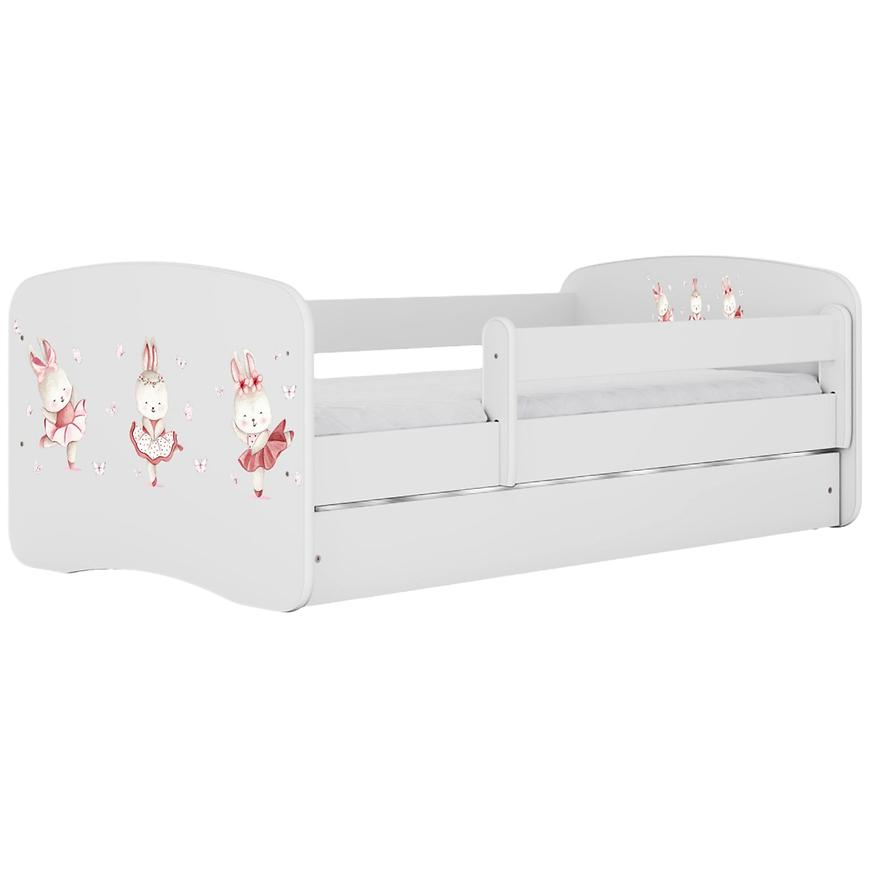 Łóżko dziecięce Babydreams+SZ+M biały 80x180 tańczące króliczki