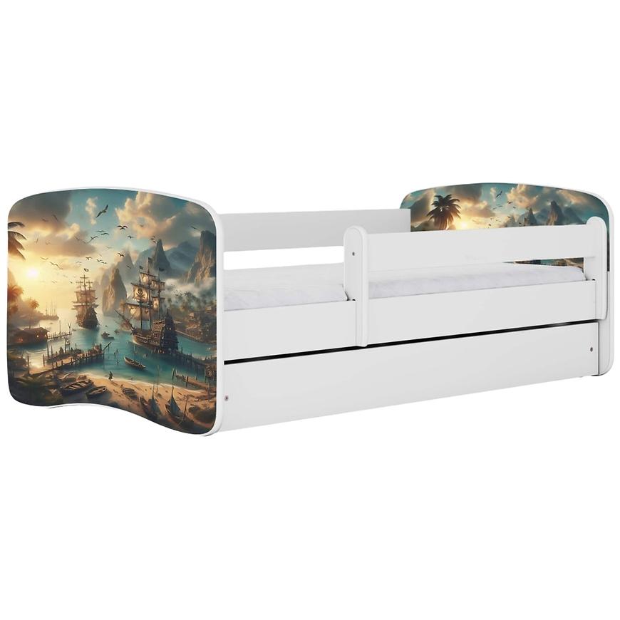 Łóżko dziecięce Babydreams+SZ+M biały 80x180 statek
