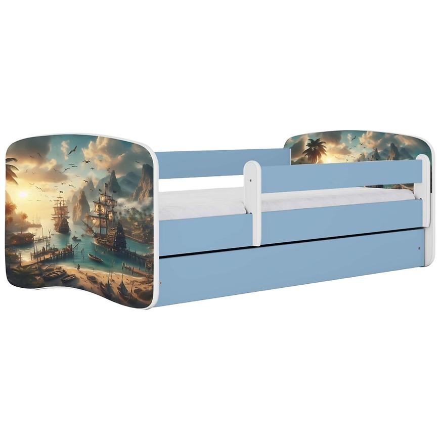Łóżko dziecięce Babydreams+SZ+M niebieski 80x180 statek