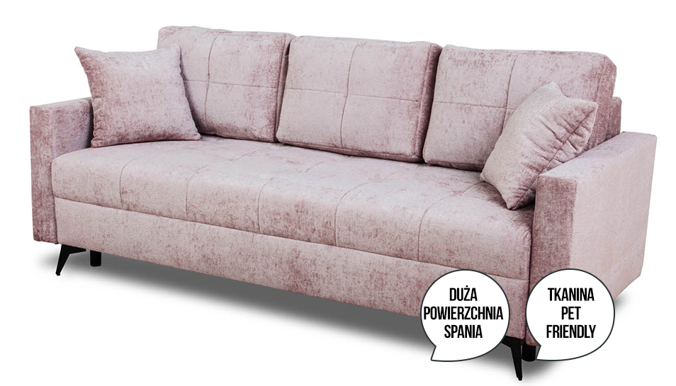 Sofa z funkcją spania Foster różowy