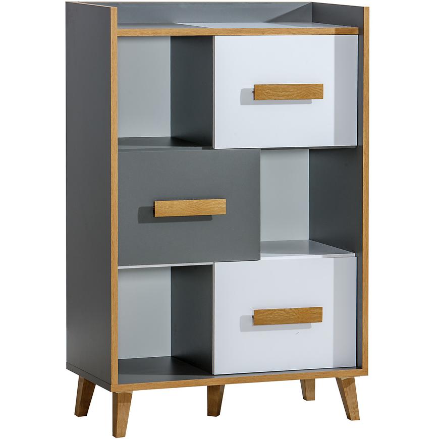 Regał Niski W5 Werso Riviera/Biały Bryl/Antracyt